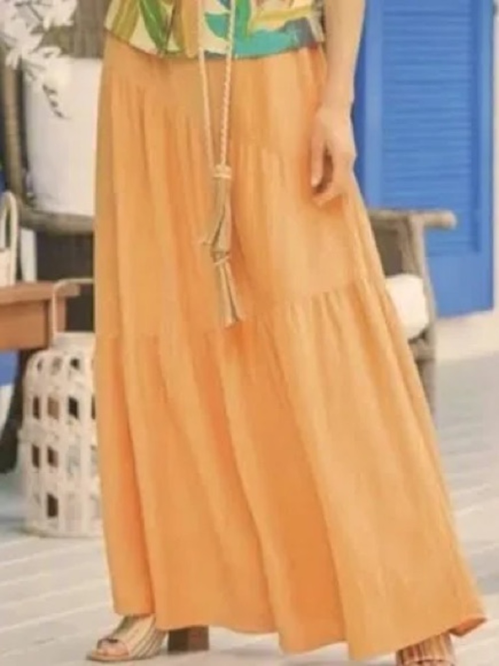 Soft Surroundings Madison Gauze Maxi Skirt in Apricot Tan